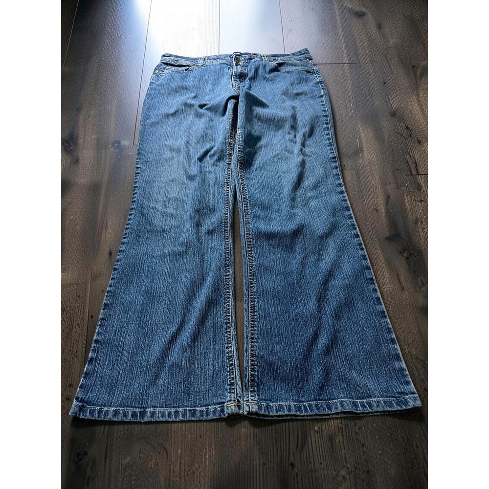 Bandolino Blu Arianna Bootcut Women 16 Blue Denim Stretch Flap Pocket Y2K .